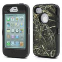 Grass Defender PC & TPU Case for iPhone 4 4S - Black