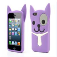 3D Lovely Dog For iPhone 5 5s Silicone Case Shell - Purple