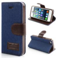 Dark Blue Fashion Jeans for iPhone 5 5s Leather Stand Case