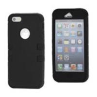 Heavy-duty Plastic & Silicone Shatterproof Combo Case for iPhone  5 - Black