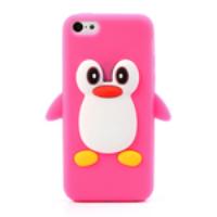 Cute Penguin Silicone Case Shell for iPhone 5c - Rose