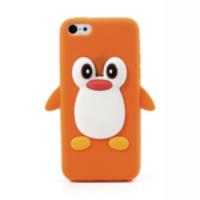 Cute Penguin Rubber Silicone Case for iPhone 5c - Orange