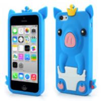 Dark Blue for iPhone 5c Cute Crown Pig Silicone Case