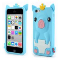 Baby Blue for iPhone 5c Cute Crown Pig Silicone Case