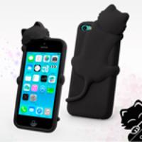 3D Deere Diffie Cat Series Silicone Case for iPhone 5c - Black