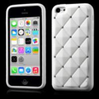 Diamond Rhombus Silicone Case for iPhone 5c - White