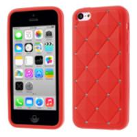 Diamond Rhombus Silicone Case for iPhone 5c - Red