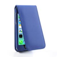 Blue Vertical Magnetic Card Slot Leather Case for iPhone 5c