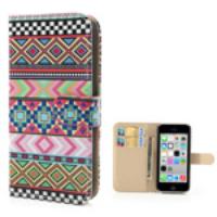 Tribal Geometric Leather Wallet Case for iPhone 5c - B