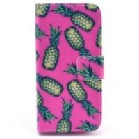 Green Pineapples Rose Background Wallet Leather Stand Case for iPhone 5c