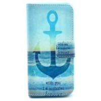 Quote & Anchor & Sea Protective Wallet Stand Leather Case for iPhone 5c