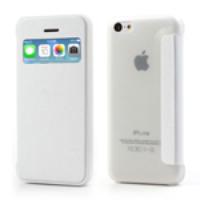 White Slim Window Leather Flip Case for iPhone 5C