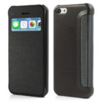 Black Slim Window Leather Flip Case for iPhone 5C