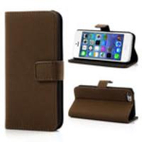 Coffee for iPhone 5C Antique Grain Leather Wallet Case w/ Stand