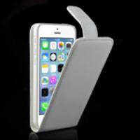 White Classic Magnetic Leather Case for iPhone 5C