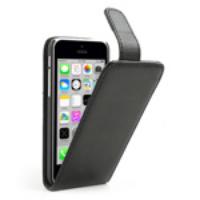 Black Magnetic Vertical Leather Flip Case for iPhone 5c