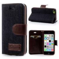 Blue-Black Stylish Jeans for iPhone 5c Leather Stand Case