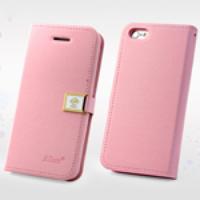 Pink Deere Ailun Silm Card Slot Leather Case for iPhone 5c