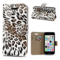 Brown Nonslip Leopard Leather for iPhone 5c Card Slots Stand Case