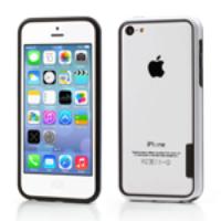 Backless PC + TPU Bumper Frame Case for iPhone 5C - Black / White