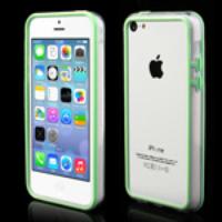 Transparent Plastic & TPU Hybrid for iPhone 5C Bumper Case - Green