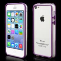 Transparent Plastic & TPU Hybrid for iPhone 5C Bumper Case - Purple