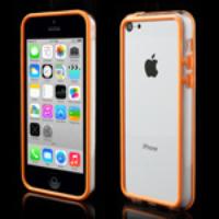 Transparent Plastic & TPU Hybrid for iPhone 5C Bumper Case - Orange