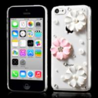 Pearl 3D Flowers Rhinestone Back Case for iPhone 5c