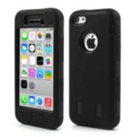 Silicone & Plastic Armored Hybrid Case for iPhone 5c - Black