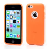 Orange for iPhone 5c Frosted TPU Back Case & Removable PC Bumper