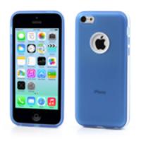 Blue for iPhone 5c Frosted TPU Back Case & Removable PC Bumper