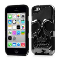 For iPhone 5c PC & Silicone Hybrid Case Electroplating Skull Design - Black