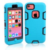 Defender Plastic & Silicone Combo Case Accessory for iPhone 5c - Black / Blue