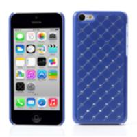 Dark Blue Shiny Rhinestone for iPhone 5c Grid Hard Case