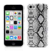 Snake Leather Coated PC Hard Case for iPhone 5c - White