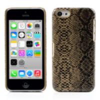 Snake Leather Coated Plastic Case Cover for iPhone 5c - Brown