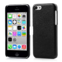 Black Lychee Leather Coated PC Hard Case for iPhone 5c