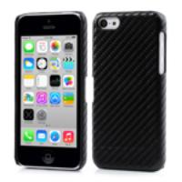 Carbon Fiber Leather Skin Hard Back Case for iPhone 5c - Black