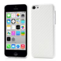 Carbon Fiber Leather Skin Hard Phone Case for iPhone 5c - White