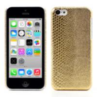 Gold Snake Skin Coated Plastic Hard Shield Case for iPhone 5c