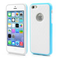 Stylish TPU & Plastic Hybrid Case Cover for iPhone 5C - White / Blue