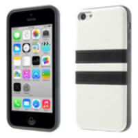 Crazy Horse Leather Coated TPU Gel Case for iPhone 5c - White