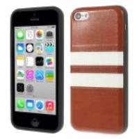 Crazy Horse Leather Coated TPU Shell Case for iPhone 5c - Brown