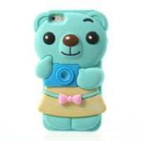 Adorable Bowknot Bear Silicone Case Accessory for iPhone 5 5s - Cyan