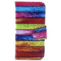 Colorful Stripes Wallet Leather Case w/ Stand for iPhone 5s 5