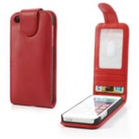 Red Vertical Leather Card Holder Case for iPhone 5 5s