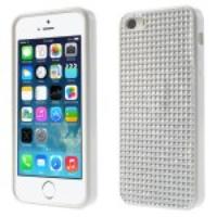 White Bling Rhinestone Flexible TPU Case for iPhone 5s 5