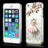 Graceful Dancer Flowers Rhinestone Crystal Case for iPhone 5s 5 - Pink