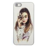 For iPhone 5s 5 Girl Drinking Wine PC Protective Case