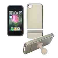 Detachable Hard Case Cover with Stand for iPhone 4;Silver